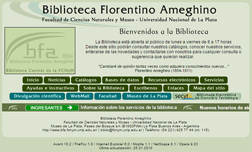 Portada de la web de la BFA entre 2005 y 2010