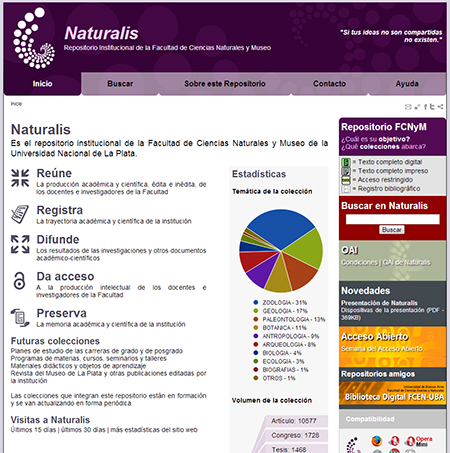 Naturalis es el repositorio institucional de la Facultad de Ciencias Naturales y Museo de la Universidad Nacional de La Plata.