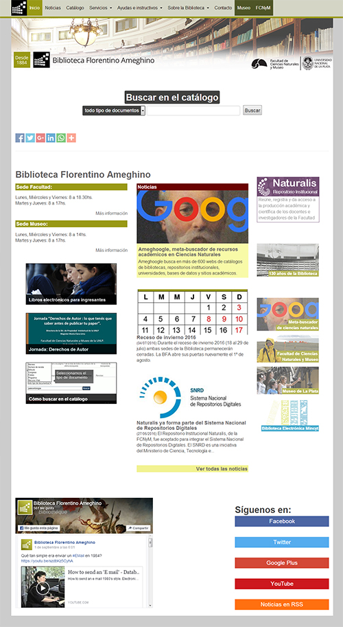 Portada de la web de la BFA a partir de 2015 Versión de la web a partir de 2016