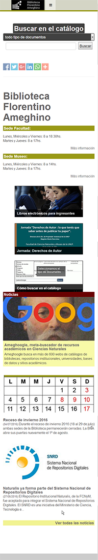 Portada móvil de la web de la BFA a partir de 2015 Versión móvil responsiva a partir de 2016