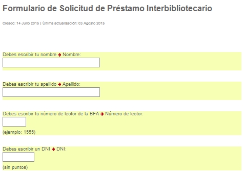 Formulario de Préstamo Interbibliotecaro